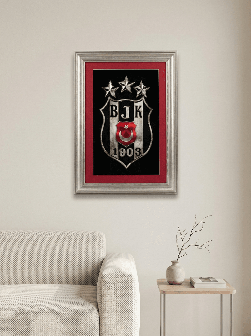 3 Boyutlu Lüks Beşiktaş Logolu Katmanlı Rölyef Tablo - detay